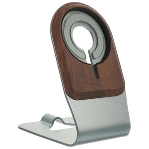 Walnut Gray Magnetic Mag Safe Phone Stand 12 pro Wooden Bracket Cradle Alumin... - Picture 1 of 9