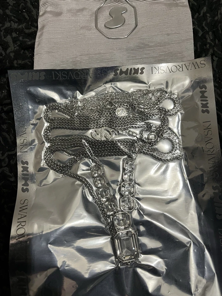 Swarovski x SKIMS body chain, V-shape, White, Stainless Steel -5678061 New - Image 1 of 2