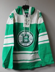 New NHL Boston Bruins Lacer jersey style Shamrock midweight cotton hoodie men XL - Picture 1 of 4