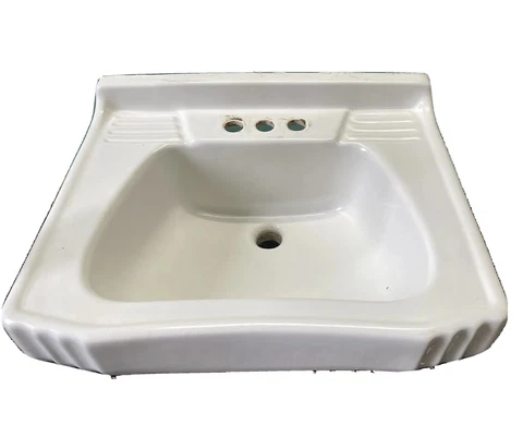 Vintage 1953 Universal Rundle Porcelain Ceramic Bathroom Wall Mounted Sink 19x22 Cover