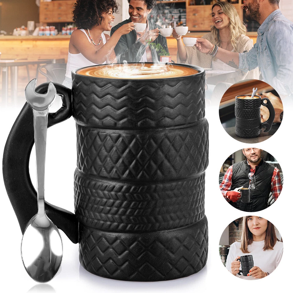 450 ml Reifentasse Keramik Becher mit Löffel Kaffeetassen 3D Mechaniker Becher - Bild 1 von 4
