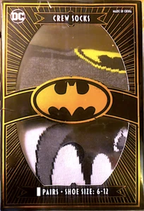 SET BESTEHEND AUS 2 PAAR MEHRFARBIGEN BATMAN CREW-SOCKEN GRÖSSE 6-12 DC COMICS NEU MIT ETIKETT - Bild 1 von 10