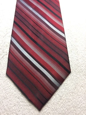 Gravata masculina JOSEPH AND FEISS CINZA BORGONHA LISTRADA VERMELHA PRETA 4 X 61  - Imagem 1 de 4