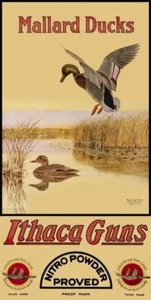 Ithaca Guns - Mallard Duck Hunting Theme NEW Sign: 12 x 24" USA STEEL - Picture 1 of 1