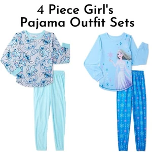 4 Piece Kid Girl's Long Sleeve Winter Graphic Pajama Outfit Sets Size S (6-7) - Picture 1 of 1