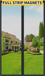 Upgraded Magnetic Screen Door Mesh Full Strip Magnets Heavy Duty Fiberglass Mesh - Picture 1 of 12