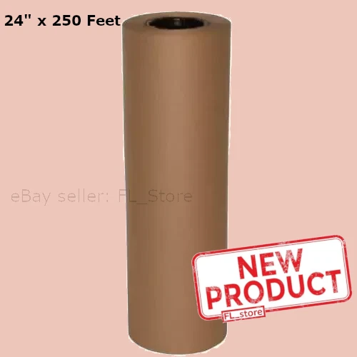24" x 250 Feet Brown Kraft Paper Recycled Roll Packaging Shipping Wrapping NEW - Image 1 of 4