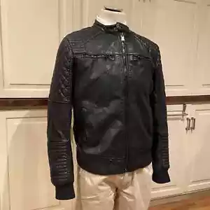 Express schwarze Lederjacke mit gesteppten Schultern Herren Größe L - Bild 1 von 9