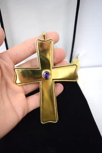 Schönes Sterling Silber Brustkreuz (Bischofskreuz) mit lila Amethyst - Bild 1 von 6