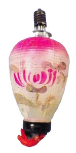 Christmas Tree Light Gifu Japanese Lantern Pink Flowers Tassel #10 Works Antique - Picture 1 of 4