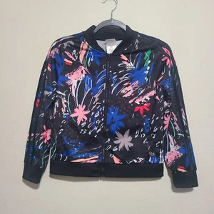 Adidas Girls Floral Tricot Bomber Jacket AP4506 Size L Black - Picture 1 of 6