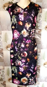 Ted Baker Raisie Dark Shadow Floral Bodycon Lined Pencil Dress Size 4 UK 14 BNWT - Picture 1 of 4