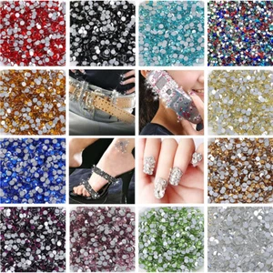 SS3-SS30 Glitter Crystal AB Nail Art Rhinestones Non Hot Fix FlatBack Stones - Picture 1 of 39
