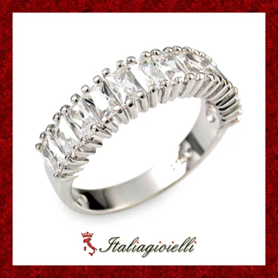 Solare Anello Veretta Brillante in Argento 925 Rodiato Oro Bianco - Immagine 1 di 4