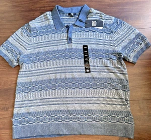 Frye Men's Sweater Knit Short Sleeve Pullover Polo shirt Indigo Blue XXL - Picture 1 of 7