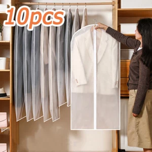 10Pack Polythene Clear Garment Covers Suit Dress Coat Dust Protector Zip Bag Set - Picture 1 of 9