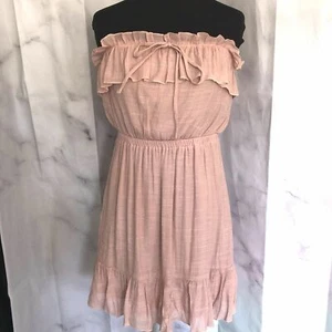 Poetry Peach Mini Dress Sleeveless Elastic Top Ties Ruffle Hem Summer Large - Picture 1 of 11