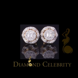 0.50ct VVS 'D' Moissanite Men's/Womens 925 Silver Yellow Round Stud Earrings - Picture 1 of 12