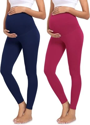 Pacote com 2 leggings para maternidade sobre a barriga calças de ioga para maternidade leggings para gravidez - Imagem 1 de 4