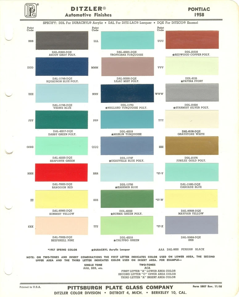 Pontiac Bonneville Star Chief Super Chief 1958 virutas de pintura (PPG) R Foto 1 de 1