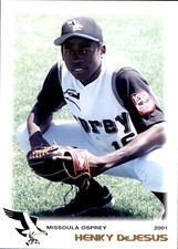 2001 Missoula Osprey Grandstand #16 Henky DeJesus Dominican Republic DR Card