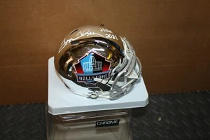 RAIDERS TOM FLORES #15 SIGNED HALL OF FAME CHROME MINI HELMET INSCRIBED 2021 JSA - Picture 1 of 2