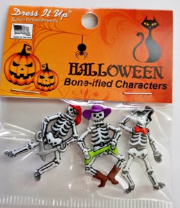 Buttons Novelty Dress it up 3D Embellishments - Halloween Bone-ified Characters - Picture 1 of 1
