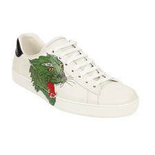 Gucci White Leather Panther Ace Lace up SNEAKERS Shoes 11 UK 12 US