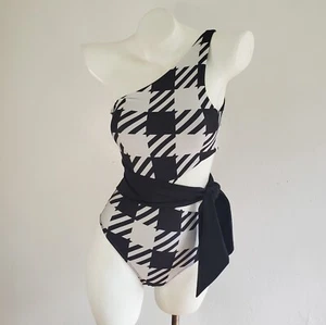 Costume da bagno Revolve Beach Riot Carlie pezzo unico ritagliato XS pied de poule retrò NUOVO - Foto 1 di 17