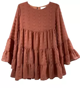 Peach Love Kleid Damen Medium Dot Swing fließend Fairycore dunkelrose Boho transparent - Bild 1 von 12