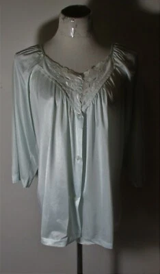 MILCO Sea Green Lace Trim Button Sleep Shirt Size M 12-14 - Image 1 of 4