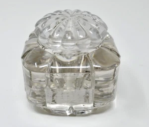 Vintage Heavy Crystal Glass Inkwell Paperweight with Glass Lid - Picture 1 of 12