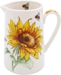 Biene-Tanical Sonnenblumen und Bienen klein (halbes Pint) Fine China Krug - Bild 1 von 2