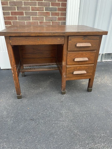vintage tiger oak desk 4 drawer art deco solid wood antique Cover