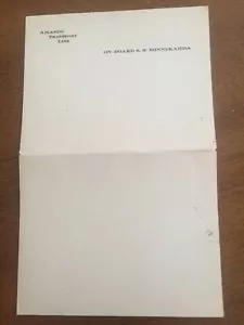 On Board S.S MINNEKAHDA Atlantic Transport Line Stationery w Passenger Notes - Bild 1 von 4