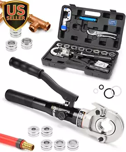 Hydraulic Copper Tube Fittings 1/2, 3/4, 1" Press Crimping Tool Kit Pex Pipe ... - Picture 1 of 6