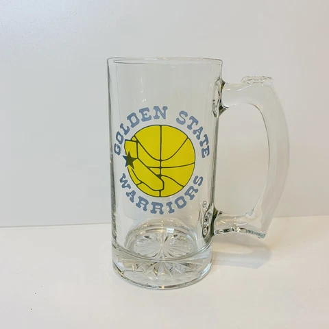 Vintage 90s Golden State Warriors Glass Beer Mug NBA Basketball 12 Oz Cover