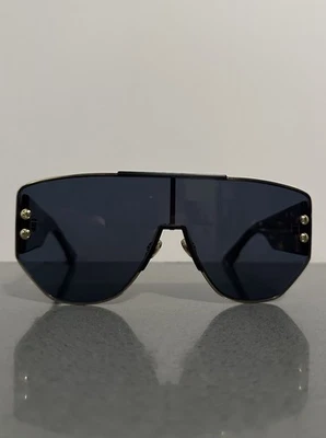 RARE Genuine DIOR ADDICT 1 Gold Black Shield Mirror Oversized Sunglasses - Image 1 of 4
