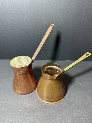 (2) Cafetera turca tradicional vintage de cobre/latón Foto 1 de 4
