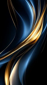 Leinwandbild Blau Gold Elegant Abstrakt Kurven Wandbild Poster Druck - Bild 1 von 22