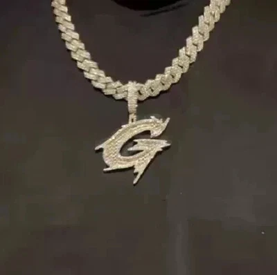 Colgante real moissanita de 2,20 quilates corte redondo para hombre enchapado en oro blanco de 14 k plateado Foto 1 de 4