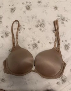 Victorias Secret Bombshell Plunge Bra 32C Push-Up Padded Adds 2 Cups Beige - Picture 1 of 4