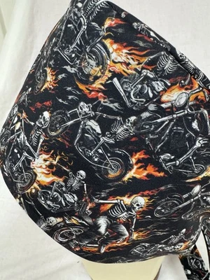 Men/Women Surgical Scrub Cap Lined Skulls Motorcycle Flames Skeleton 100% Cotton - Image 1 of 3
