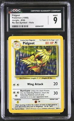 CGC 9 MINT Pidgeot 1999 Jungle 8/64 No Set Symbol Holo Pokemon Card - Image 1 of 2