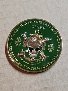 US NAVY CHALLENGE COIN - USS GREEN BAY (LPD-20) CHIEF / CPO Goat Anchor Coffee - Picture 1 of 3