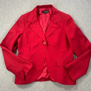Lafayette 148 roter Blazer Damen 14 Knöpfe Leinen Seidenmischung Kragen *Mangel* - Bild 1 von 11