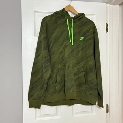 Sudadera con Capucha Nike Para Hombre Talla XXL Verde Camuflaje Pullover Mezcla de Algodón Foto 1 de 3