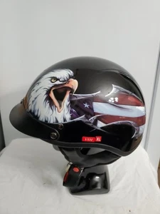 Vcan Half Shell Motorcycle Helmet American Eagle Flag Model V531 Size XL - Bild 1 von 24