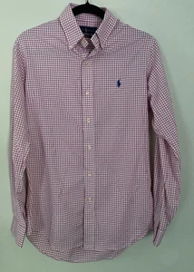Ralph Lauren Pink Wht Plaid Button Up Performance Long Sleeve Mens Sz S Shirt - Picture 1 of 14