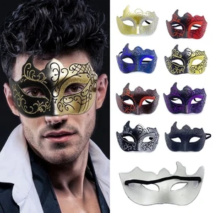 Painted Half Face Mask Halloween Costume Accessories Cosplay Party Props ↷ - Picture 1 of 32
